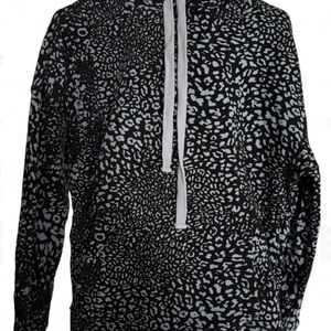 IVL Collective Black and Blue Leopard Print Hoodie Women